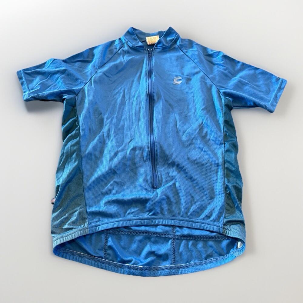 Cannondale Mens Blue 3/4 Zip Cycling Jersey Short Sleeve Size M Made In USA